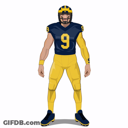 A Drawing Of A Football Player Wearing A Number 9 Jersey GIF