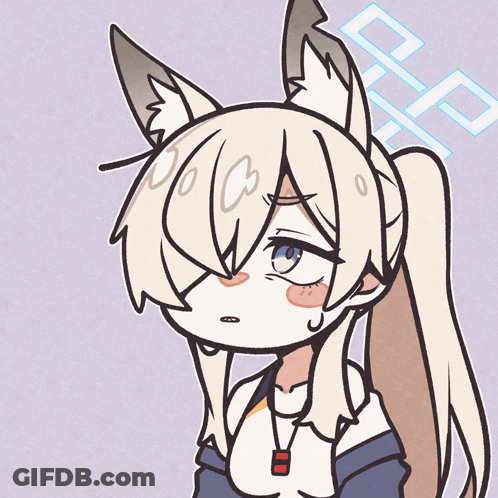 A Drawing Of A Fox Girl With A Ponytail GIF
