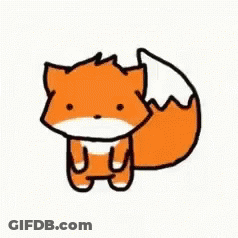 A Drawing Of A Fox With A White Tail On A White Background . GIF