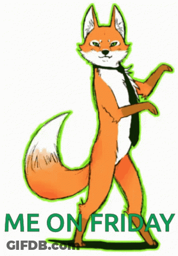 A Drawing Of A Fox With The Words Me On Friday Written Below It GIF