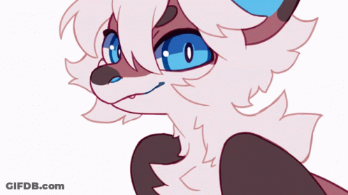 A Drawing Of A Furry Animal With Blue Eyes And A White Background GIF