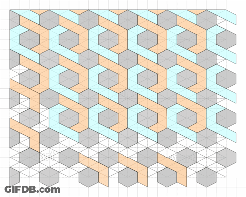 A Drawing Of A Geometric Pattern With A Grid In The Background GIF