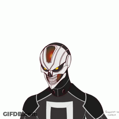 A Drawing Of A Ghost Rider With Flames Coming From His Head GIF