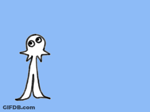 A Drawing Of A Ghost With A Blue Sky In The Background GIF