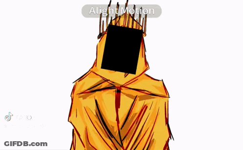 A Drawing Of A Ghost With A Hood And A Crown On A Yellow Background . GIF