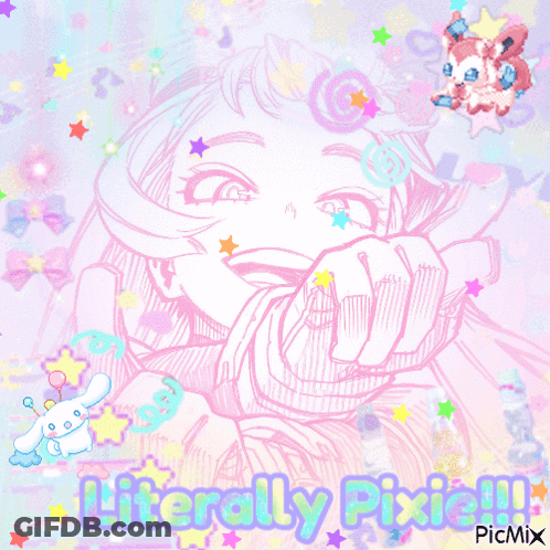 A Drawing Of A Girl And The Words Literally Pixie GIF