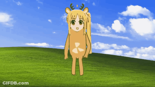 A Drawing Of A Girl Dressed As A Deer With Antlers GIF