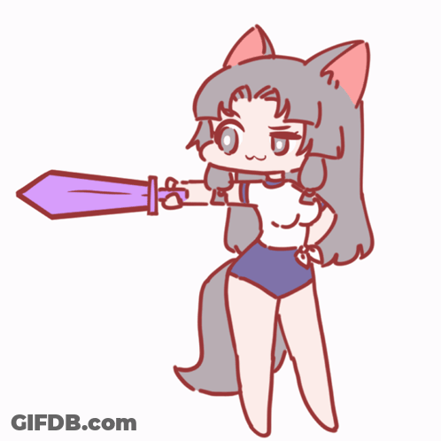 A Drawing Of A Girl Holding A Sword GIF