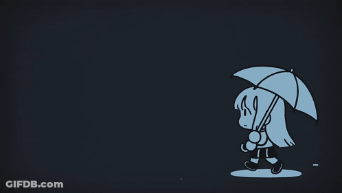A Drawing Of A Girl Holding An Umbrella In The Dark GIF