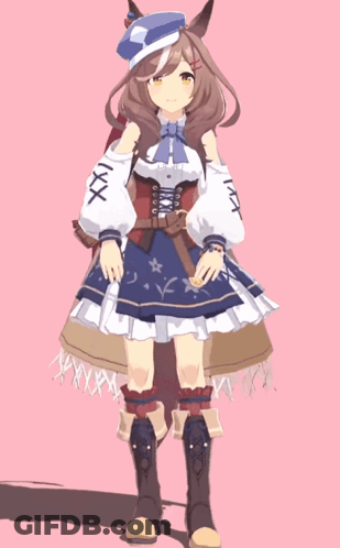 A Drawing Of A Girl In A Dress With A Fox Tail GIF