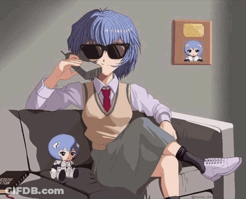 A Drawing Of A Girl Sitting On A Couch Talking On A Phone With A Bible In Front Of Her GIF