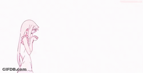 A Drawing Of A Girl Surrounded By Pink Flowers On A White Background GIF