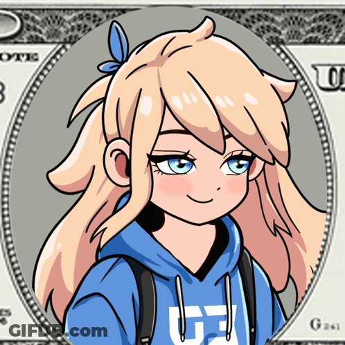 A Drawing Of A Girl Wearing A Blue Hoodie With The Number 23 On It GIF