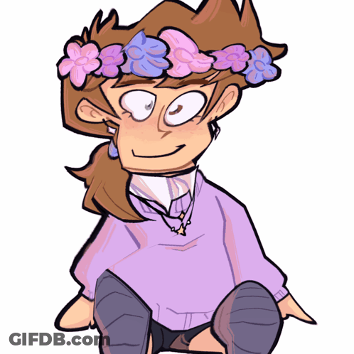 A Drawing Of A Girl Wearing A Flower Crown On Her Head GIF