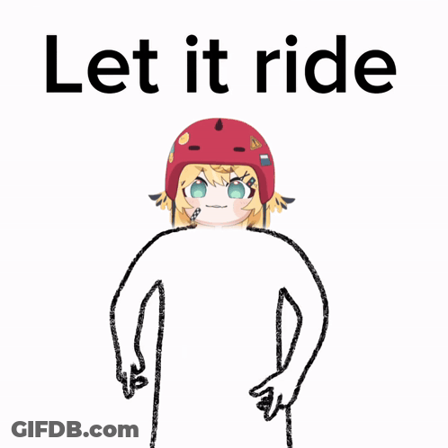 A Drawing Of A Girl Wearing A Red Helmet And The Words Let It Ride GIF
