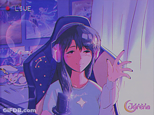 A Drawing Of A Girl Wearing Headphones And A Shirt That Says Omelia GIF