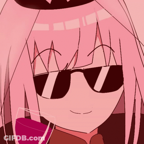 A Drawing Of A Girl Wearing Sunglasses And Holding A Glass GIF