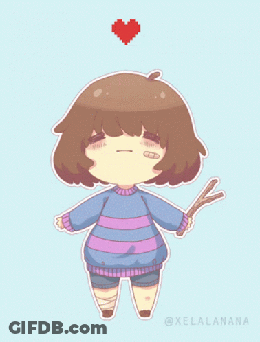 A Drawing Of A Girl With A Bandage On Her Leg And A Heart Above Her Head By Xelalanana GIF