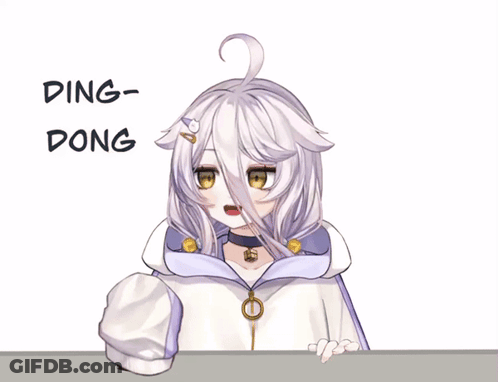 A Drawing Of A Girl With A Bell And The Words Ding Dong Behind Her GIF