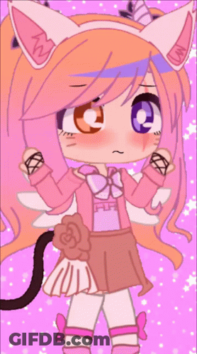 A Drawing Of A Girl With A Cat Ear And A Unicorn Horn GIF