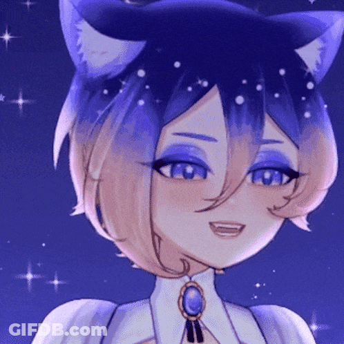 A Drawing Of A Girl With A Cat Ear On Her Head GIF