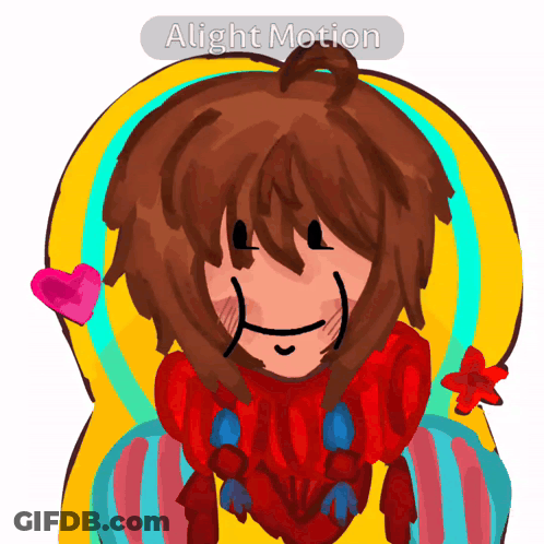 A Drawing Of A Girl With A Heart And The Words Alight Motion On The Bottom Right GIF