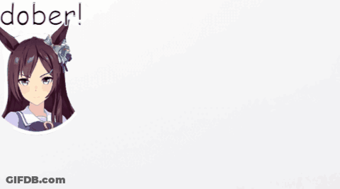 A Drawing Of A Girl With A Horse 'S Head And The Word Dober Below It GIF
