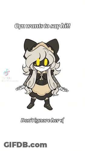 A Drawing Of A Girl With A Mask On Her Face And The Words Cyn Wants To Say Hi And Don T Ignore Her GIF