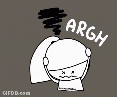 A Drawing Of A Girl With A Ponytail And The Word Argh Above Her Head GIF
