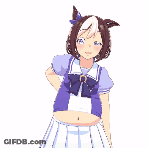 A Drawing Of A Girl With A Purple Shirt And A White Skirt GIF