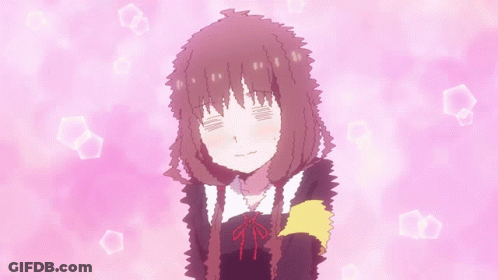 A Drawing Of A Girl With A Red Bow On Her Collar GIF