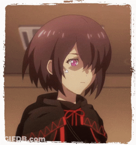 A Drawing Of A Girl With A Red Eye GIF
