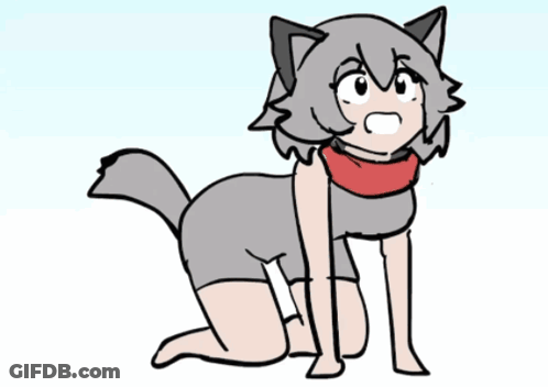 A Drawing Of A Girl With A Scarf Around Her Neck That Looks Like A Wolf GIF
