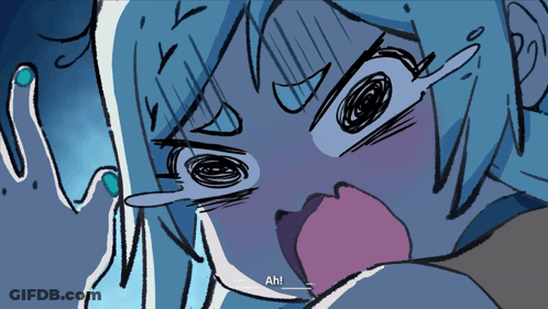 A Drawing Of A Girl With A Surprised Look On Her Face And The Words Ah Below Her GIF