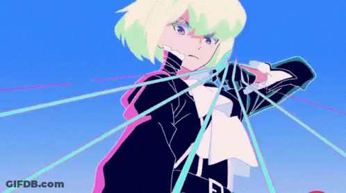 A Drawing Of A Girl With A Sword And A Blue Sky In The Background GIF