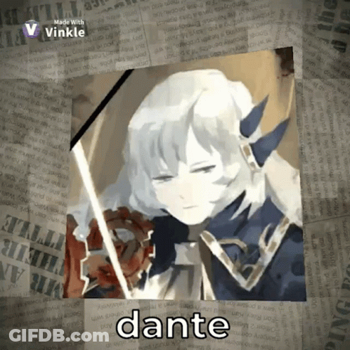 Girl With Sword And Dante Text GIF