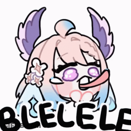 A Drawing Of A Girl With A Tongue Sticking Out And The Word Blelele Below Her GIF