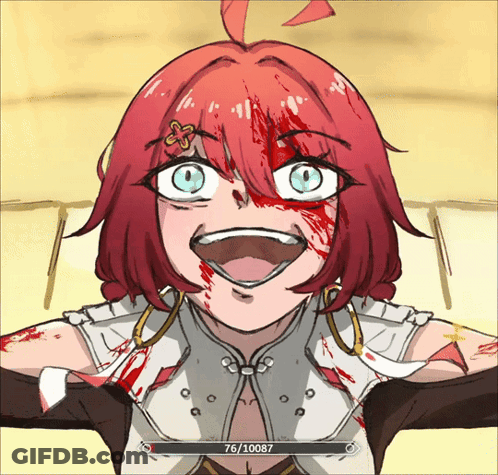 A Drawing Of A Girl With Blood On Her Face And The Number 76/10087 Below Her GIF