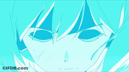 A Drawing Of A Girl With Blue Hair And A Blue Background GIF