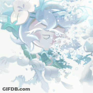 A Drawing Of A Girl With Blue Hair And White Flowers In Her Hair GIF