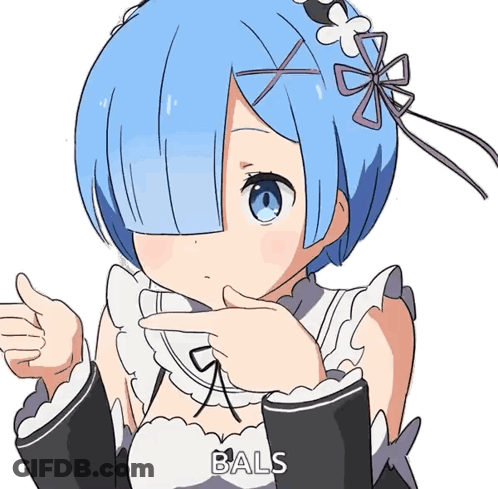 A Drawing Of A Girl With Blue Hair That Says Bal GIF