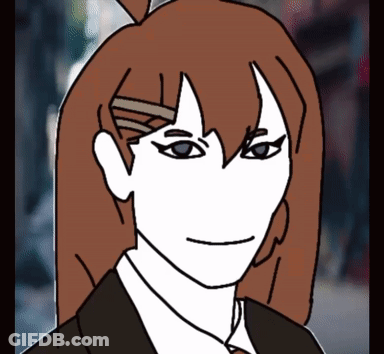 A Drawing Of A Girl With Brown Hair And White Face GIF