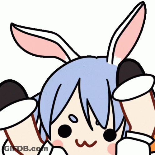 A Drawing Of A Girl With Bunny Ears And A Smiley Face GIF