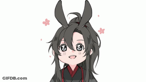 A Drawing Of A Girl With Bunny Ears And Flowers Around Her Head GIF