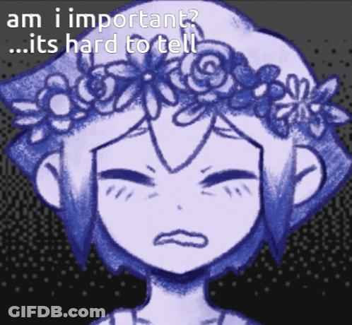 A Drawing Of A Girl With Flowers In Her Hair And The Words Am I Important GIF