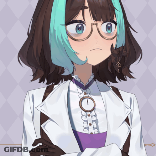 A Drawing Of A Girl With Glasses And A Purple Shirt GIF