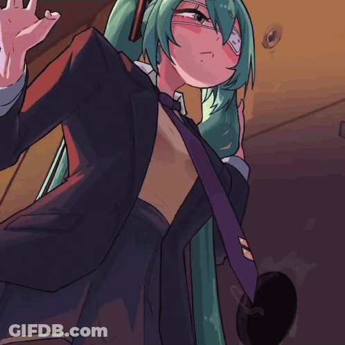 A Drawing Of A Girl With Green Hair And A Bandage On Her Face GIF