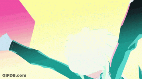 A Drawing Of A Girl With Green Hair And Purple Eyes With The Letter D On Her Neck GIF
