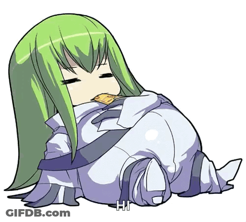 A Drawing Of A Girl With Green Hair And The Word Hi GIF