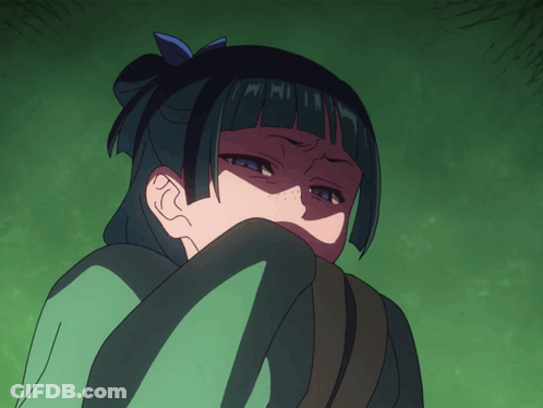 A Drawing Of A Girl With Green Hair Covering Her Face GIF